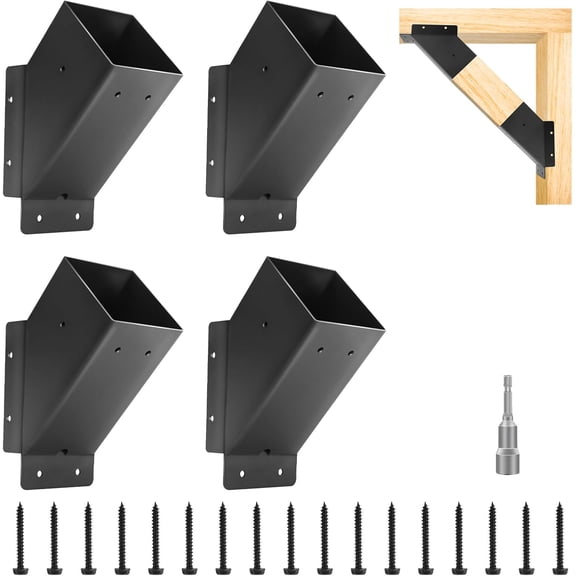 4 count Pergola Bracket ,Reinforced 45- Angle Pergolas Bracket, for 4''x4'' Lumber (Actual Size: 3.6''x3.6'') with Drainage Holes for of Gazebos, Pergolas