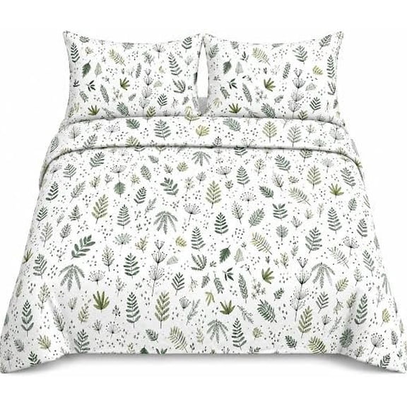 4 count Printed Sheets Set, Hotel Luxury Brushed Microfiber, Soft & Breathable, 12" Deep Pocket Fitted Sheet, Full Size Sheet Set, Leafy Tranquil
