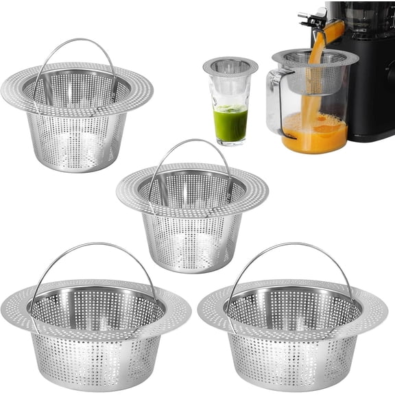 4 count Pulp Strainer Compatible with Nama J2 Cold Press Juicer, 5.5 IN and 4.2IN Cold Press Juicer Pulp Strainer, 304 Stainless Steel