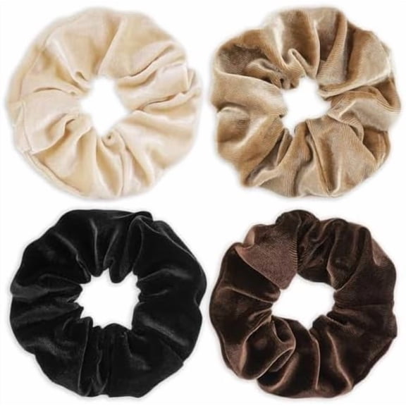 4 count Scrunchies for Hair Large Scrunchies for Women Soft Ponytail Holder Cute Elastic Colors Hair Bands Fashion Hairs Tie for Girls Teens Curly Thick Fine Thin Hairs