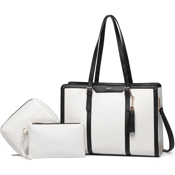 4 count Sets Laptop Bag for Women Large Leather Laptop Briefcase with USB  Port Computer  tote Bags Purse