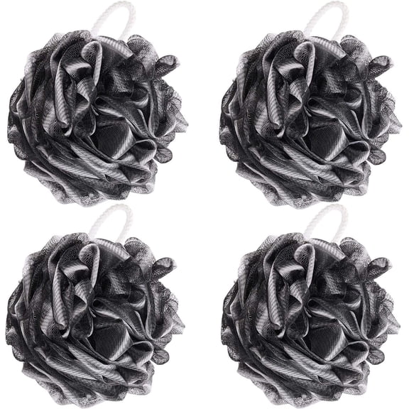 4 count Shower Loofahs Bath Scrunchies 75g/pcs Large Bath Sponge Loofahs Shower Pouf Mesh Pouf for Bathing