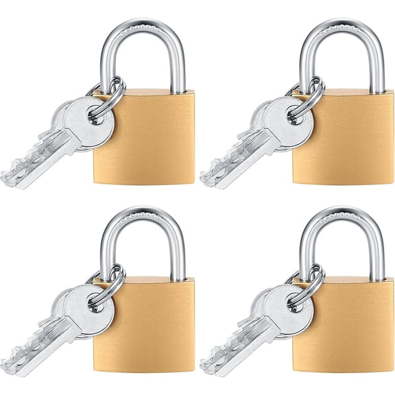 4 count Small Keyed Padlocks with , Pad Locks,Solid Brass Padlock with Key, Lockers Locks with Same  for Toolbox, Sheds, Storage Unit, Gym, Fence, Lockers Padlocks