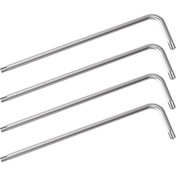 4 count T15 Long Tamper Proof Torx Key Bit Wrench, Anti Tamper    Bit Torque Repair Tool L-Shape Nickel Plated CRV Steel, Extra Long Arm