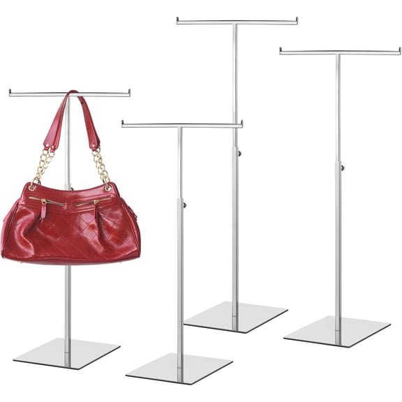 4 count Tabletop Purse Display Stand Metal T Bar Handbag Display Stand Holder Adjustable Height Double Hook   Stands for  Store Boutique Counter