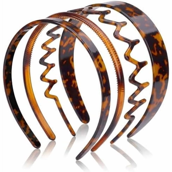 4 count Tortoise Shell Headband for Women Acetate Styling Tortoise Hair Band in Thin Thick Wavy Wide 4 Design Fashion Women Girls Hair Accessories()