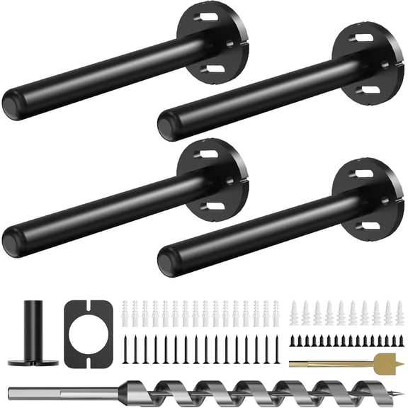 4 count Wall Shelf Brackets Heavy Duty Floating Shelf Bracket ,Invisible Black Shelving Brackets Decorative Floating Shelf Hardware Heavy Duty,Metal Shelf Support Bracket (6 inch-4pcs)