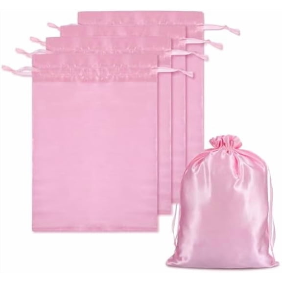 4 count Wig Bags with Satin Drawstring, Wig Bags Storage for Wigs Extension Bundle