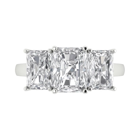 Three-Stone Engagement Ring for Women - 4ct White Sapphire in 14K White Gold Promise Ring