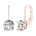 thumbnail image 1 of 4 ct Lever-Back Drop Dangle Earrings for Women | 8.0mm Round Cut White Sapphire | 14K Rose Gold, 1 of 5