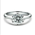 thumbnail image 1 of 4 cts Certified D Colorless Moissanite, Knife Edge Design, Rhodium Plated Sterling Silver 6 Prong Solitaire Engagement Ring, Wedding Ring, 1 of 6