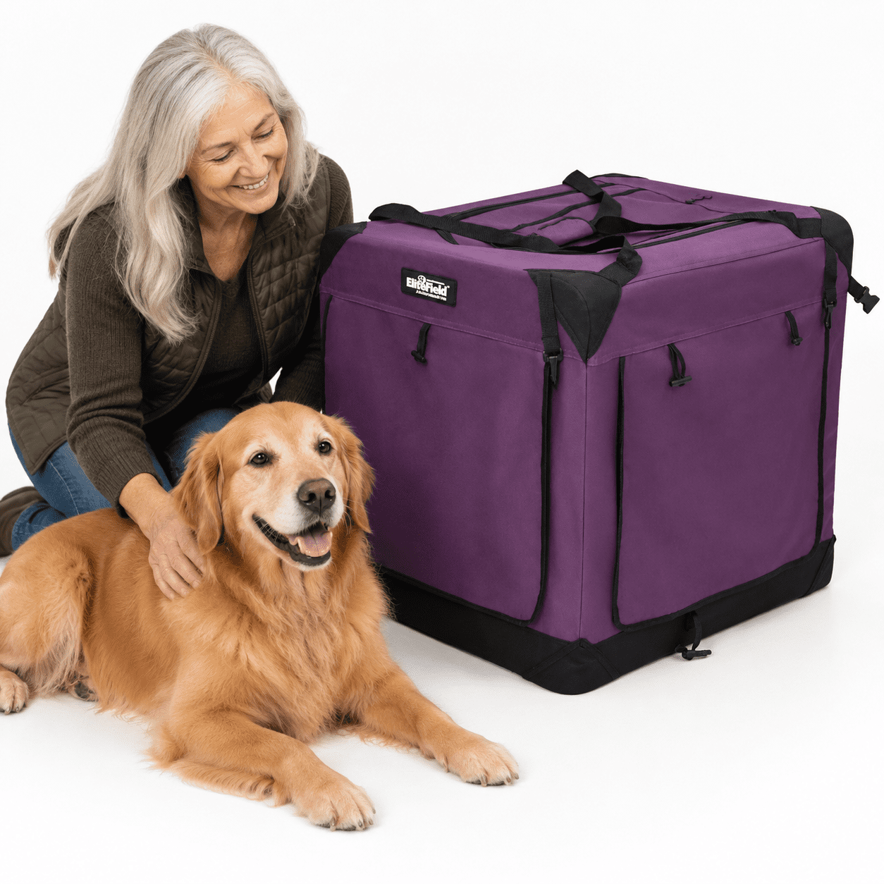 4-door Folding Soft Dog Crate, Purple, 42.0"L x 28.0"W x 32.0"H ...