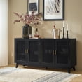 thumbnail image 1 of 4-door Modern Storage Sideboard with Adjustable Shelf Latticwork Door Cabinet for Living Room Black, 1 of 7