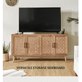 thumbnail image 1 of 4-door Wooden Storage Sideboard with Metal Handle Adjustable Feet Cabinet for Living Room Walnut, 1 of 7