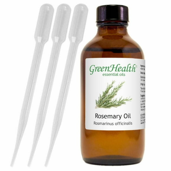 GreenHealth Rosemary Essential Oil  4 fl oz (100% Pure & Natural) with 3 Free Droppers