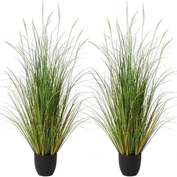 4 ft 2-Pack Artificial Cattail Reed Grass with Onion Grass for Indoor or Outdoor Decor