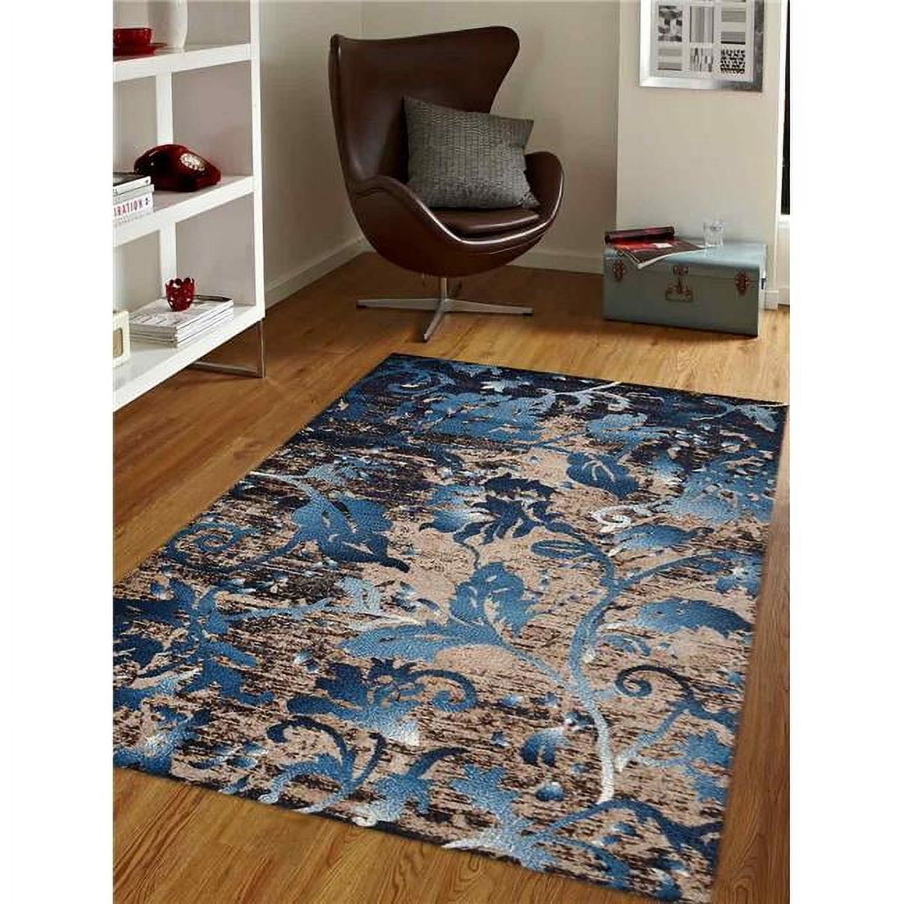 4 ft. 4 in. x 6 ft. 4 in. Machine Woven Heatset Polypropylene Floral ...