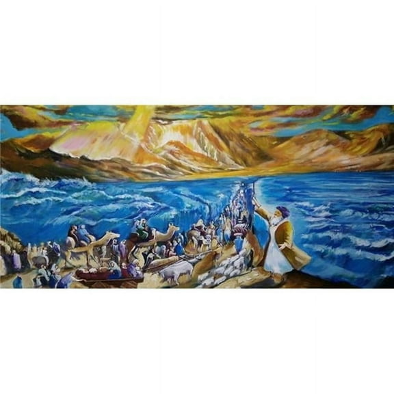 4 ft. 7 in. x 10 ft. Extra Large Fabric Kriyat Yam Suf Print Sukkah Mural Decoration