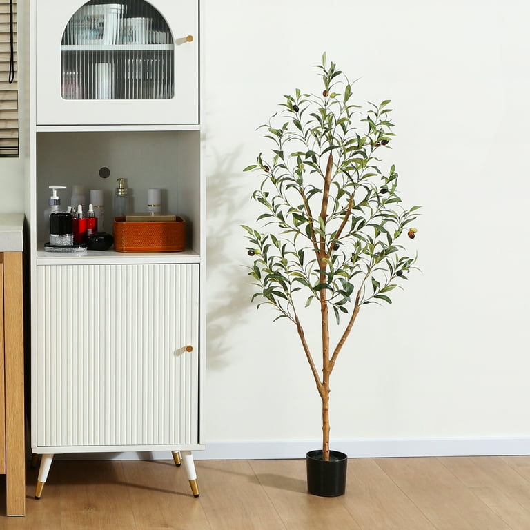 Artificial Olive Tree,4FT Tall Fake Plant Faux Olive Plants for  Indoor,Natural Fake Tree,Artificial Silk Plants for Office Home Living Room  Floor