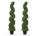 thumbnail image 1 of 4 ft. Artificial Potted Spiral Green Boxwood Topiary, 1 of 9