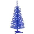 thumbnail image 1 of 4 ft. Blue Tinsel Tree with Plastic Stand & 70 Clear Lights, 1 of 1