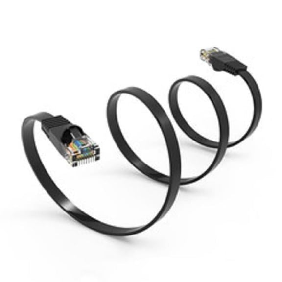 4 ft. Cat6 Flat Ethernet 32 AWG Patch Cable, Black