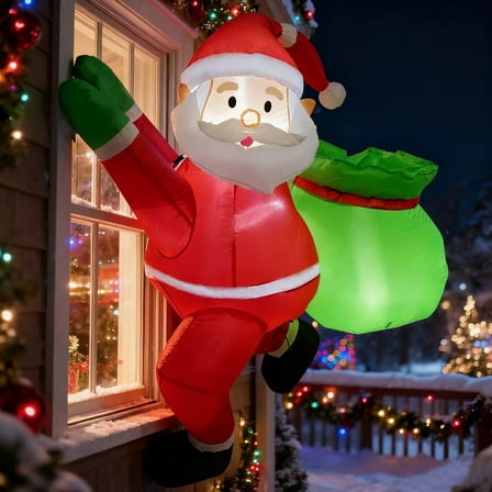 Magotan 4ft Christmas Inflatables Outdoor Decoration Santa Claus Christmas Blow Ups with Built in LED Lights Climb Over the Wall Santa Claus