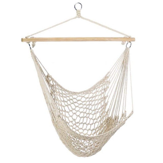4 ft. Cotton Hammock Chair Hanging Rope Seat Swing with Wooden Stick