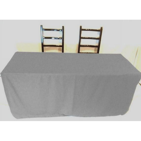 4' ft Fitted Polyester Tablecloth SLIT BACK TableCover Trade show Booth 18 COLOR", (Color: Grey)