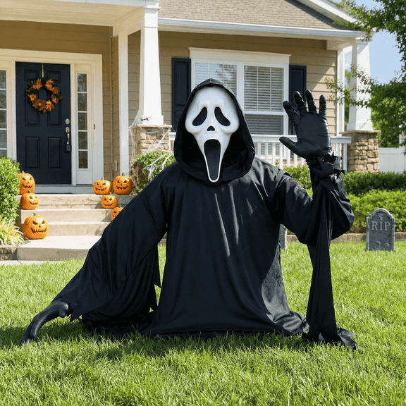 4 ft Ghost Face Waving Grave Breaker Outdoor Halloween Decoration