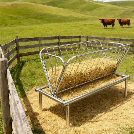 4 ft Grain & Hay Rack,2 in 1 Galvanized Steel Multiple Sided Pasture ...