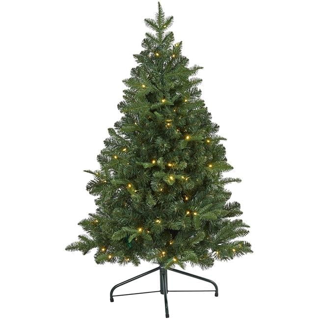 4ft Green Pre-Lit LED Grand Teton Spruce Flat Back Artificial Christmas Tree