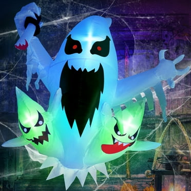 4 ft Halloween inflatables outdoor decoration white ghost blowup yard decoration with LED lights built-in