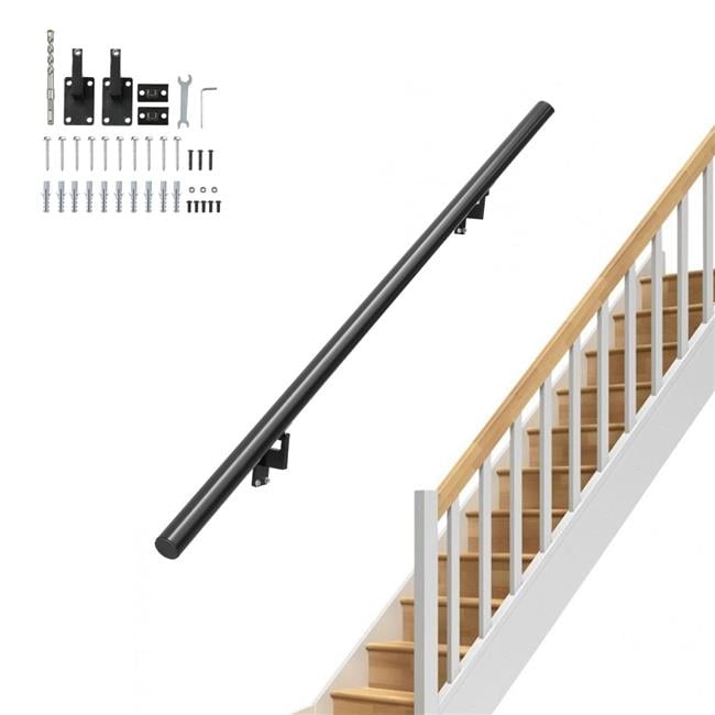 4 ft Black Powder Coated Aluminum Stair Handrail