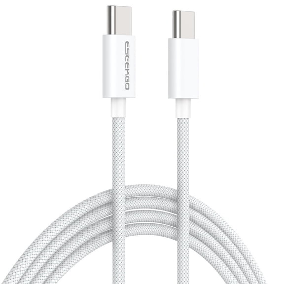4 ft. High-Speed 3A Braided USB-C to USB-C Charge & Sync Cable - White
