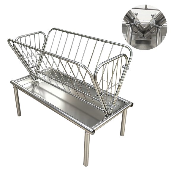4 ft Livestock Feeder,2 in 1 All Weather Grain & Hay Feeder, Mini Pasture Hay Feeder with Steel Frame for Horses, Sheep, Calves, Deer, Cow