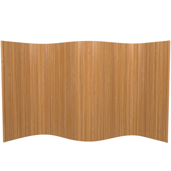 4 ft. Natural Bamboo Wave Room Divider Screen with Roll Up Design