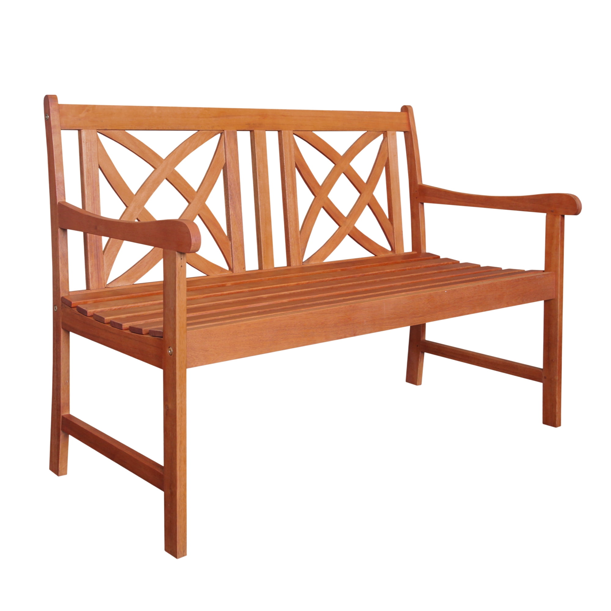 4ft Outdoor Eucalyptus Wood Garden Bench