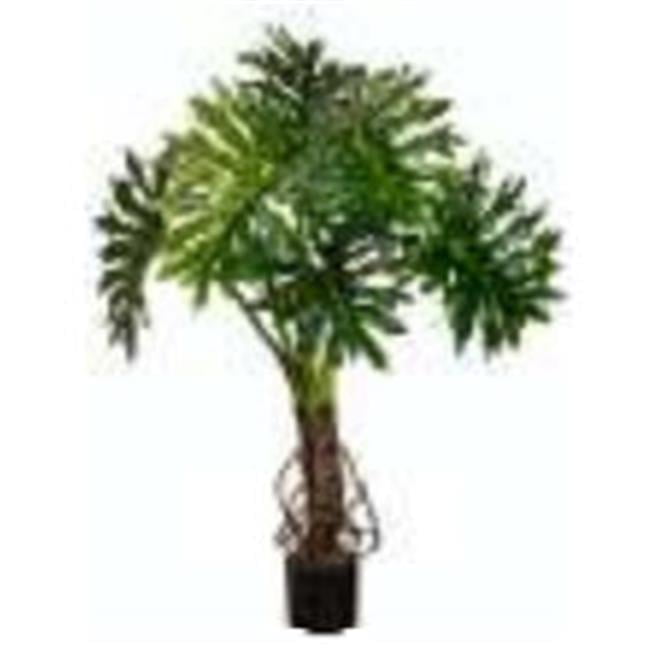 Lush Green 4ft Silk Split Leaf Floor Plant in Cylinder Pot