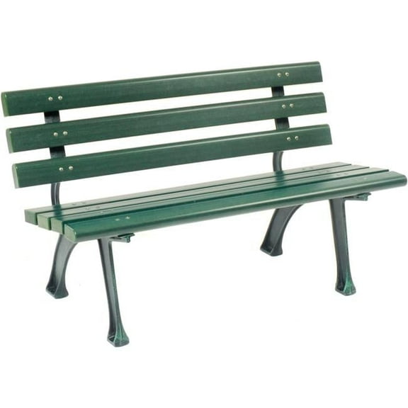 4 ft. Plastic Park Bench with Backrest, Green