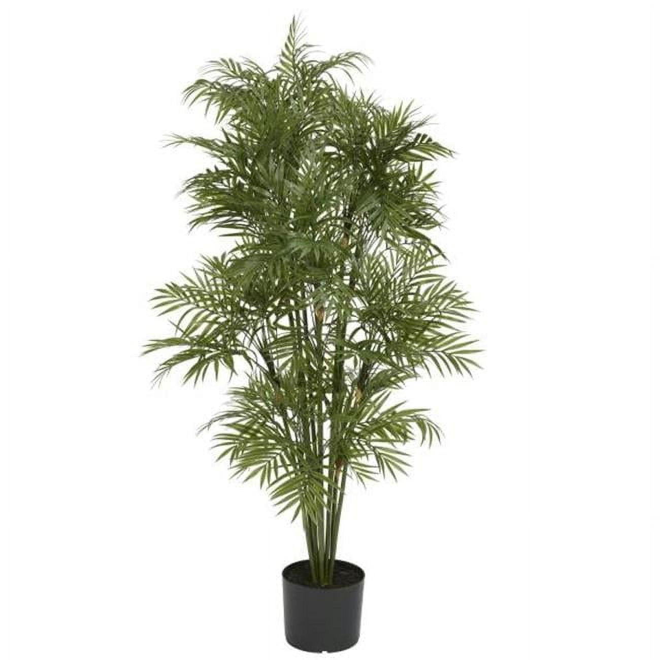 Nearly Natural 4 ft. Green Silk and Plastic Potted Palm Floor Plant