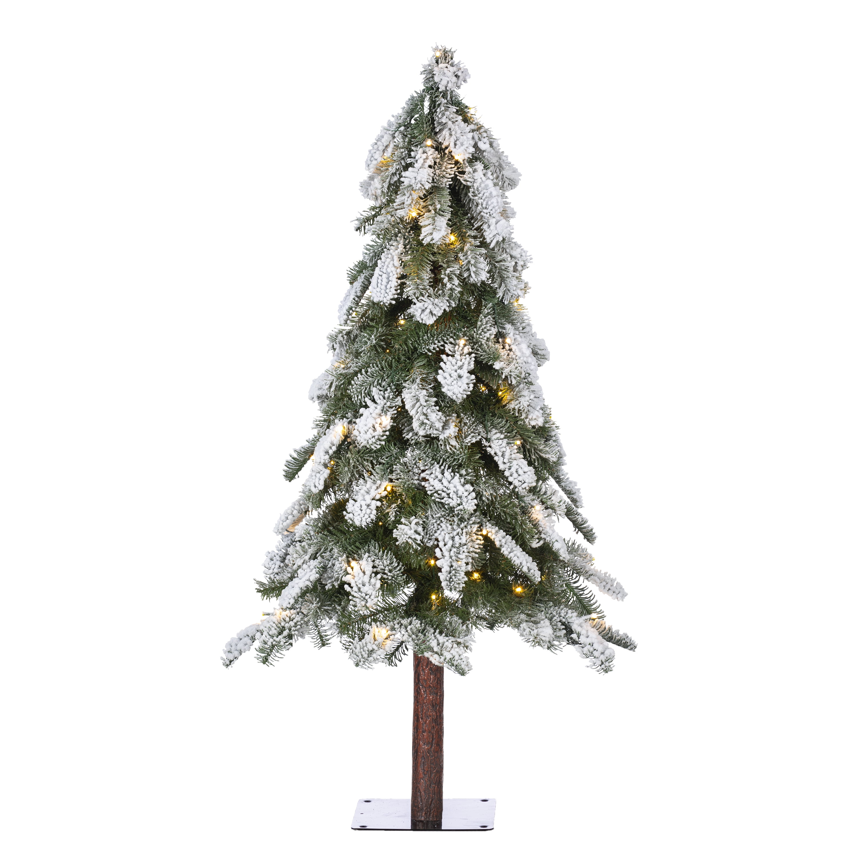 4 ft. Pre Lit Warm White LED Flocked Alpine Tree - Walmart.com