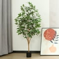 thumbnail image 1 of 4 ft Realistic Artificial Ficus Tree in Pot, Natural Trunk, Lush Leaves, Lifelike Faux Tree, 1 of 9