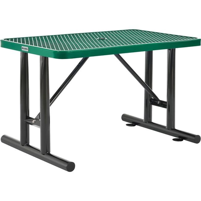 Green and Black Steel Outdoor Table with Mesh Top, 48"