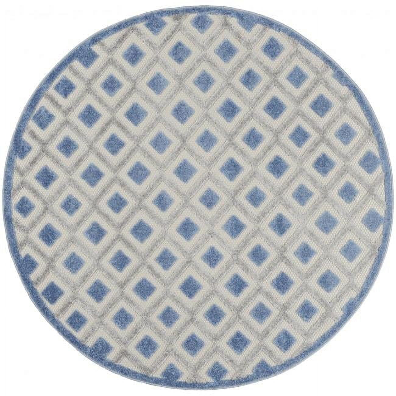 4 ft. Round Blue & Gray Indoor & Outdoor Area Rug - Walmart.com