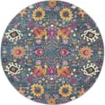 thumbnail image 1 of 4 ft. Round Denim Blue Florals Distressed Area Rug - Denim Blue - 4', 1 of 1