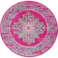 thumbnail image 1 of 4 ft. Round Fuchsia & Blue Distressed Area Rug, 1 of 1