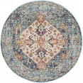thumbnail image 1 of 4 ft. Round Ivory & Light Blue Distressed Area Rug, 1 of 1