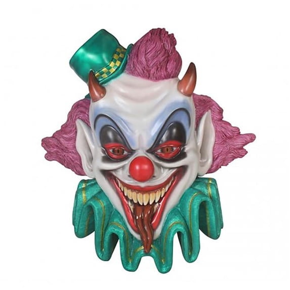 4 ft. Scary Joker Clown Head Mask with Bright Purple Hair