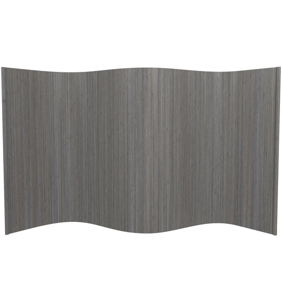 4 ft. Short Bamboo Wave Room Divider Screen in Grey with Roll-up Design
